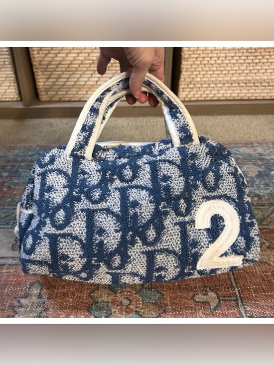 Dior Handbags - DIOR VTG Y2K Trotter No. 2 Bag Handbag Cotton Blue White Galliano Vintage Rare